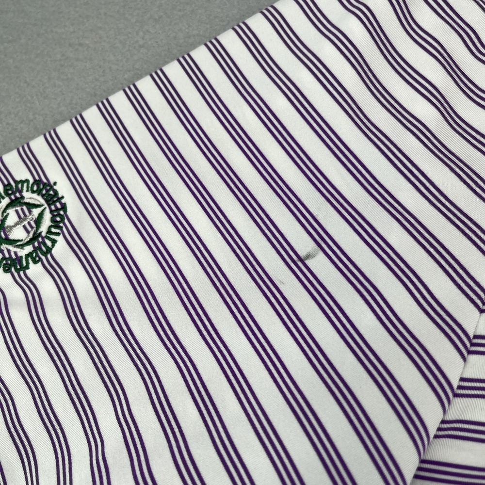Adidas Golf Performance Polo Mens Large Purple Striped Shirt Memorial Tournament - Picture 3 of 12